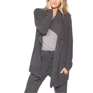 Barefoot Dreams Cozychic Lite Coastal Cardi Wrap Sweater 485 Dark Gray Size S